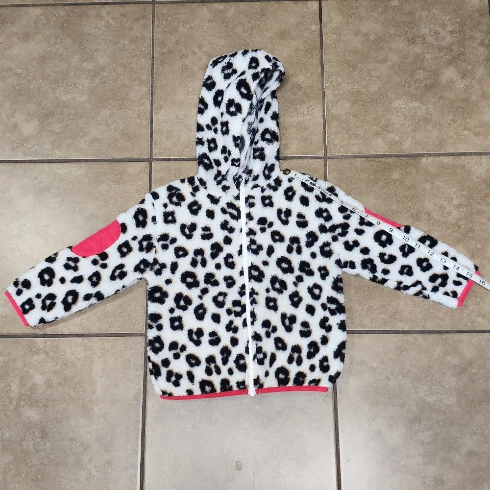 Old Navy Leopard Print Fleece Hoodie with Red Accents 4T
